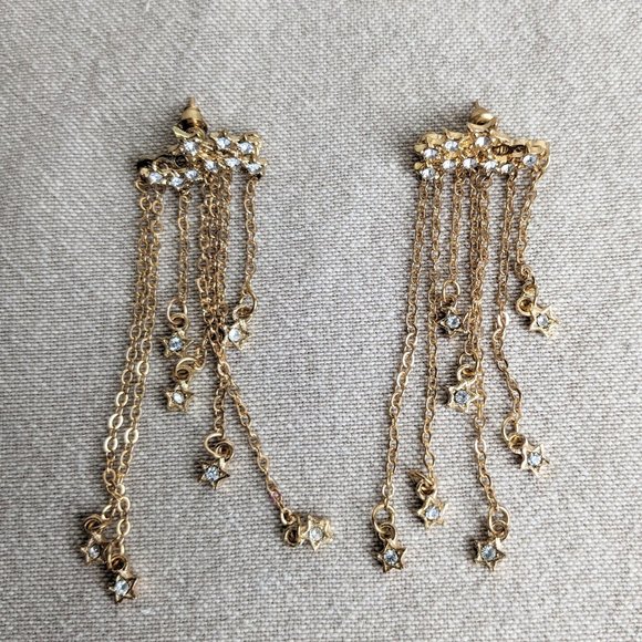 Celestial Golden Dangly Ear Jacket Earrings - Picture 9 of 16